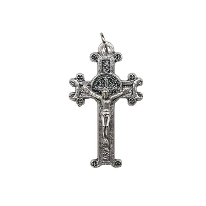 DIY十字架-圣本笃-合金-镀银-4x2.5cm Catholic religious art