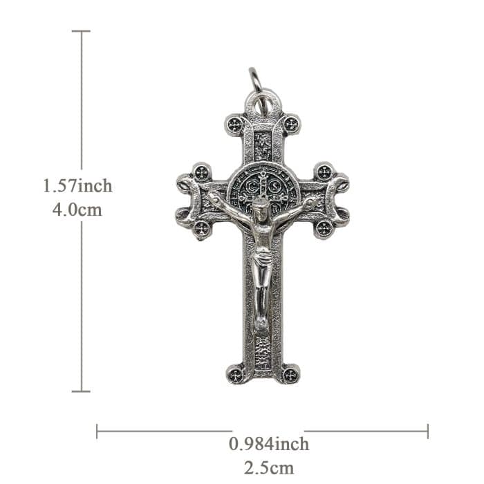 DIY十字架-圣本笃-合金-镀银-4x2.5cm Catholic religious art