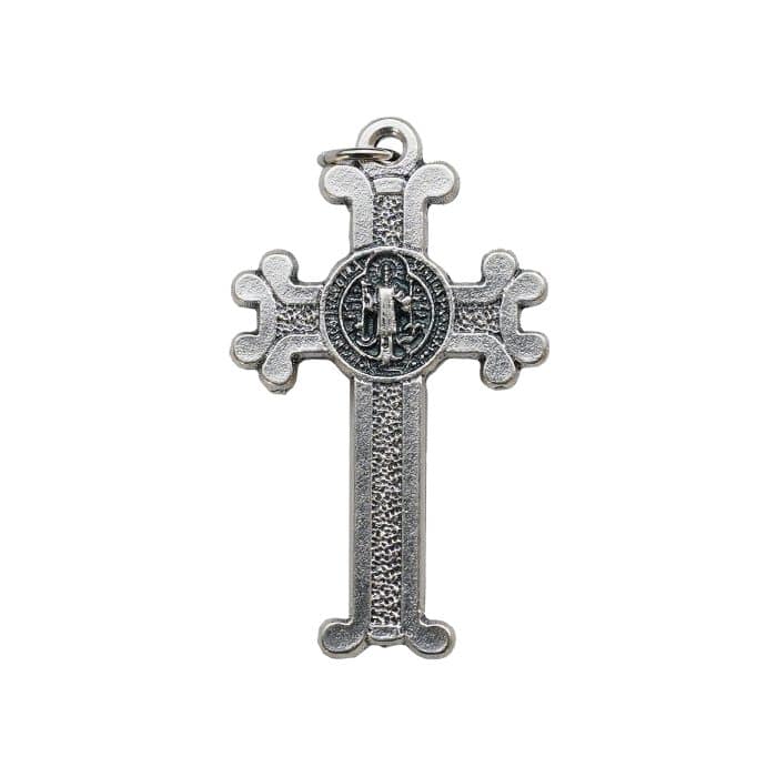 DIY十字架-圣本笃-合金-镀银-4x2.5cm Catholic religious art