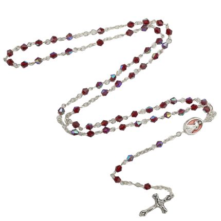 玫瑰念珠-链式-半水晶-红色-菱形-珐琅处理+合金