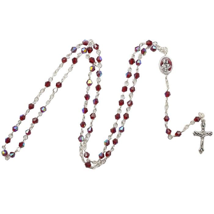 玫瑰念珠-链式-半水晶-红色-菱形-圣衣圣母-珐琅处理+合金 Catholic religious art