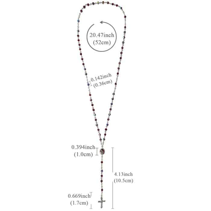 玫瑰念珠-链式-半水晶-红色-菱形-圣衣圣母-珐琅处理+合金 Catholic religious art