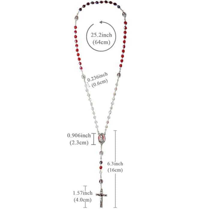 玫瑰念珠-半水晶-三色渐变-红色-上主慈悲-带盒-6mm Catholic religious art