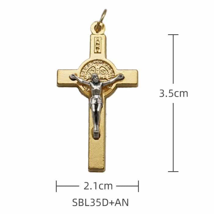 DIY十字架-圣本笃-锌合金-金色-3.5cm Catholic religious art