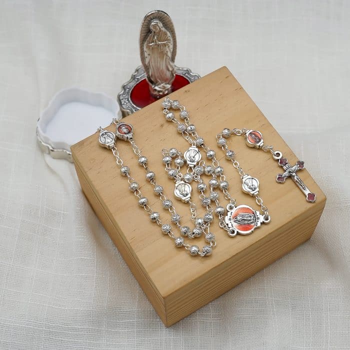 玫瑰念珠-合金盒子雕像-瓜达卢佩圣母-8x4.5cm Catholic religious art