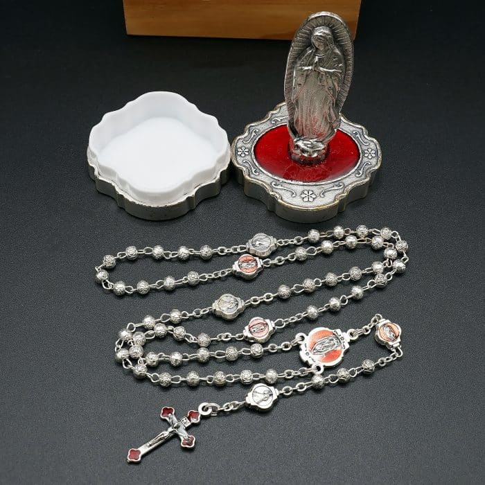 玫瑰念珠-合金盒子雕像-瓜达卢佩圣母-8x4.5cm Catholic religious art