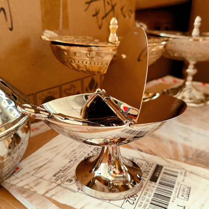 【现货】香船-黄铜-镀银带勺-高7cm Catholic religious art