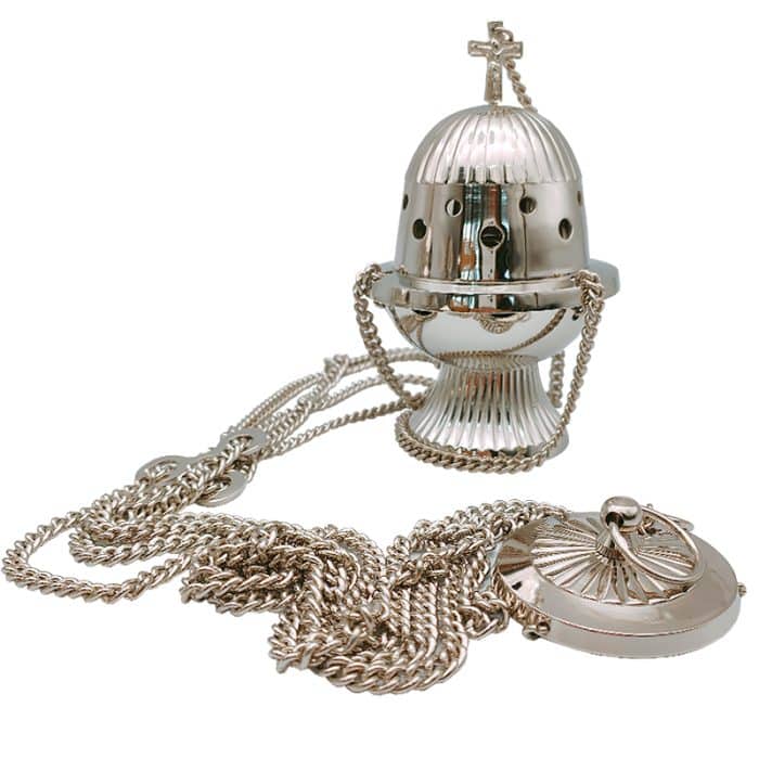 【现货】带十字架的镀镍提炉 高18厘米 Catholic religious art