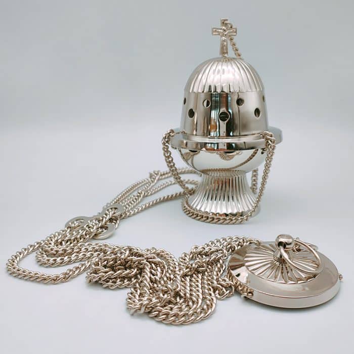 【现货】带十字架的镀镍提炉 高18厘米 Catholic religious art