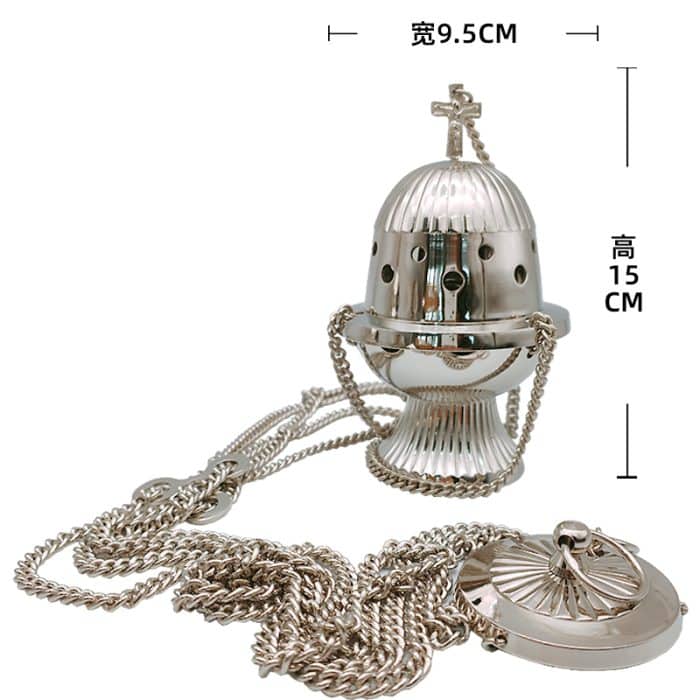 【现货】带十字架的镀镍提炉 高18厘米 Catholic religious art