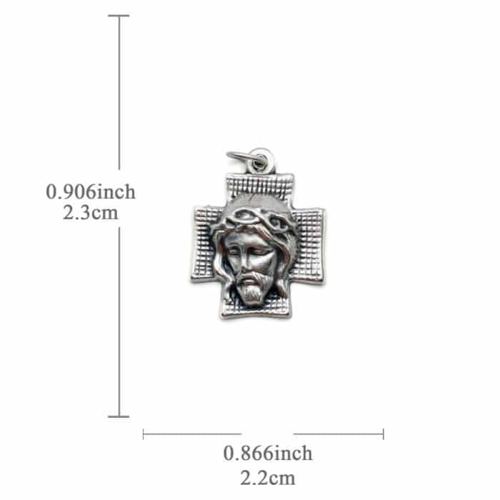 DIY十字架-耶稣圣容苦像方形-锌合金-2.3x2.2cm Catholic religious art