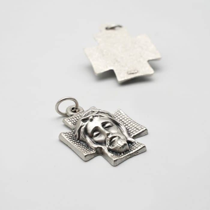 DIY十字架-耶稣圣容苦像方形-锌合金-2.3x2.2cm Catholic religious art