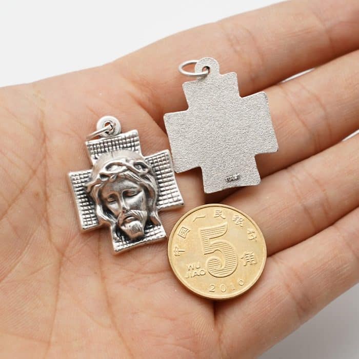 DIY十字架-耶稣圣容苦像方形-锌合金-2.3x2.2cm Catholic religious art