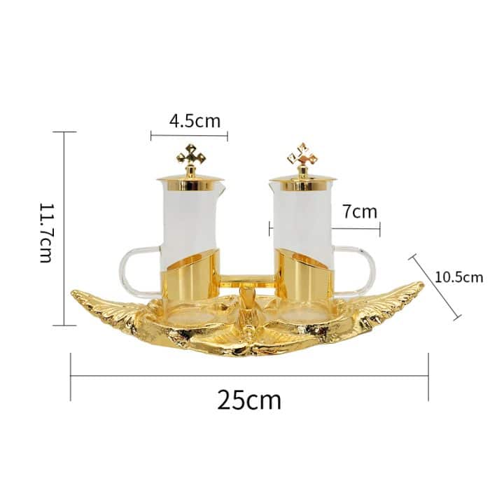 【现货】棕榈叶铜金色托盘酒水壶 24x10 cm – 100 ml Catholic religious art