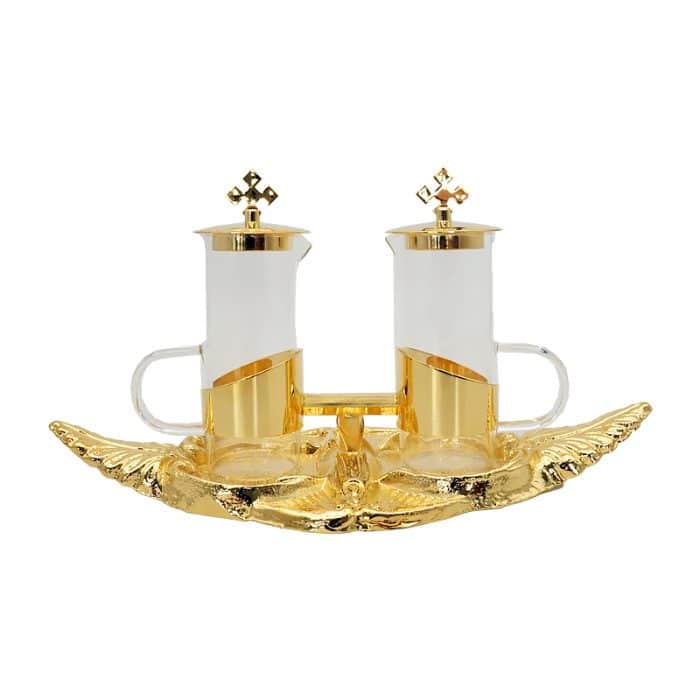 【现货】棕榈叶铜金色托盘酒水壶 24x10 cm – 100 ml Catholic religious art