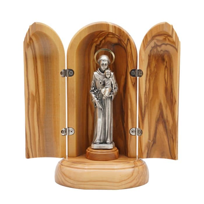 展示台 带窗扇 橄 带底座 led音乐符号圣安多尼 (17x10.5cm) Catholic religious art