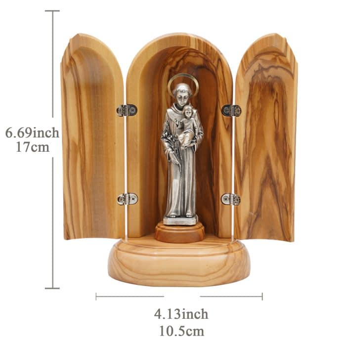 展示台 带窗扇 橄 带底座 led音乐符号圣安多尼 (17x10.5cm) Catholic religious art