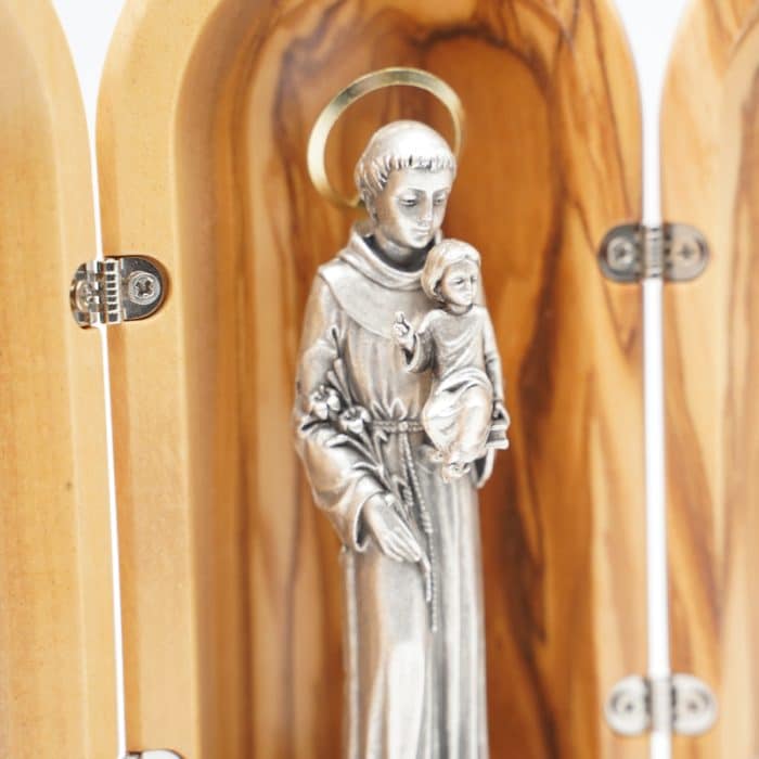 展示台 带窗扇 橄 带底座 led音乐符号圣安多尼 (17x10.5cm) Catholic religious art