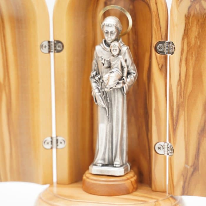 展示台 带窗扇 橄 带底座 led音乐符号圣安多尼 (17x10.5cm) Catholic religious art