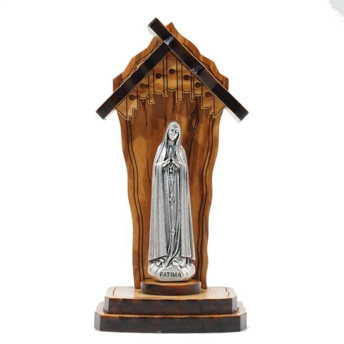 钟楼-橄榄木+合金雕像-法蒂玛圣母-10x5cm Catholic religious art