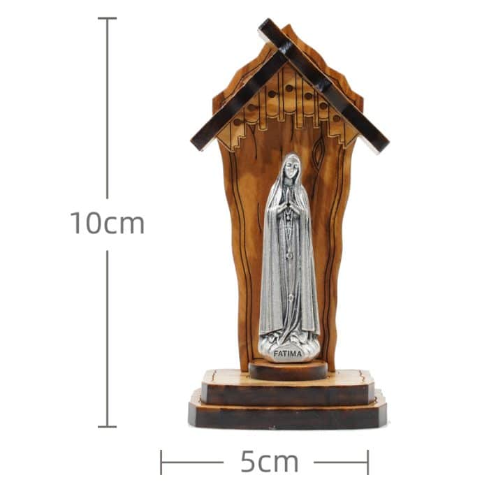 钟楼-橄榄木+合金雕像-法蒂玛圣母-10x5cm Catholic religious art