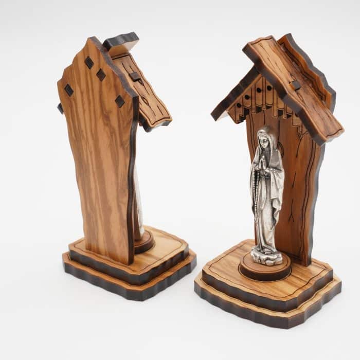 钟楼-橄榄木+合金雕像-露德圣母-10x5cm Catholic religious art