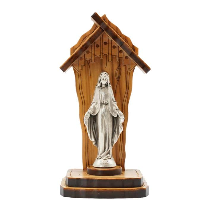 钟楼-橄榄木+合金雕像-无染原罪圣母-10x5cm Catholic religious art