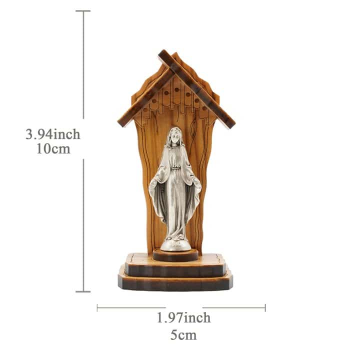 钟楼-橄榄木+合金雕像-无染原罪圣母-10x5cm Catholic religious art