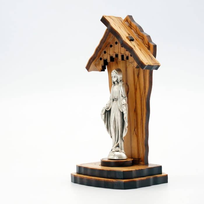 钟楼-橄榄木+合金雕像-无染原罪圣母-10x5cm Catholic religious art