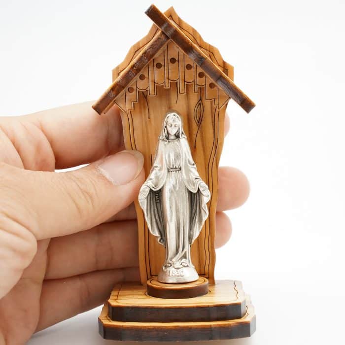 钟楼-橄榄木+合金雕像-无染原罪圣母-10x5cm Catholic religious art