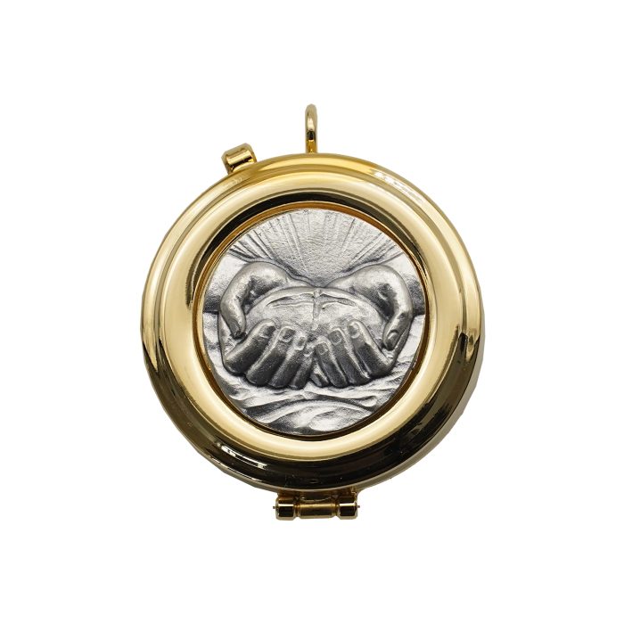 【现货】便携圣体盒- 双手图案-直径5cm Catholic religious art