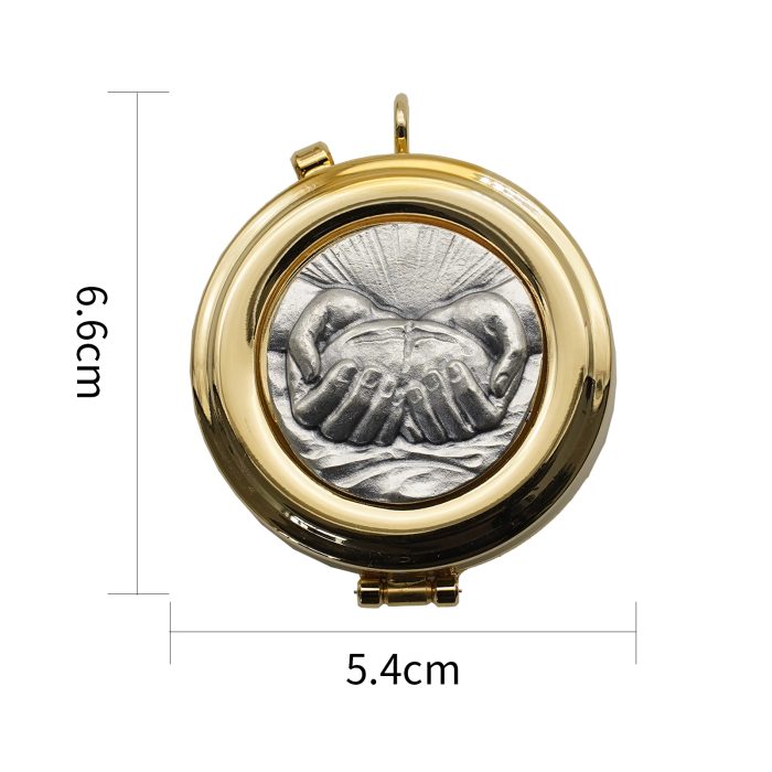 【现货】便携圣体盒- 双手图案-直径5cm Catholic religious art