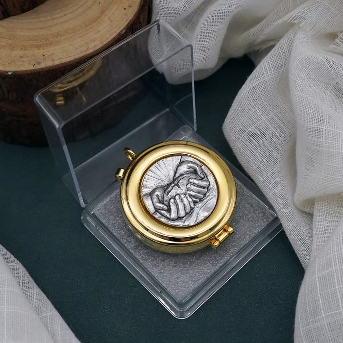 【现货】便携圣体盒- 双手图案-直径5cm Catholic religious art