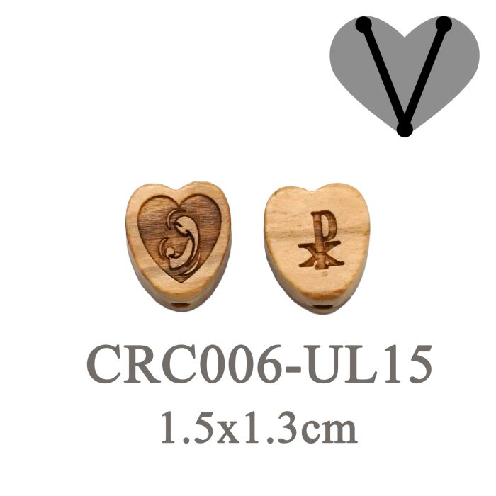 DIY三通-橄榄木-圣母抱耶稣-桃心-1.5cm Catholic religious art