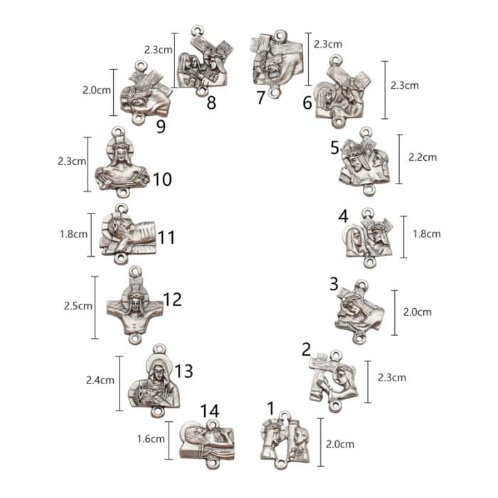 DIY套装-苦路（14个）-锌合金-2cm Catholic religious art