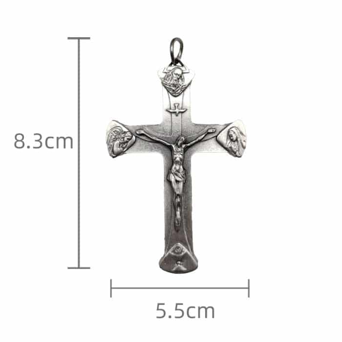 十字架-天主圣三-镀银合金-8.3x5.5cm Catholic religious art