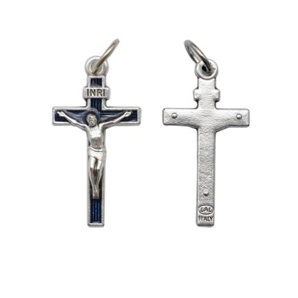 DIY十字架-带条纹+锌合金-蓝色-2.4x1.4cm