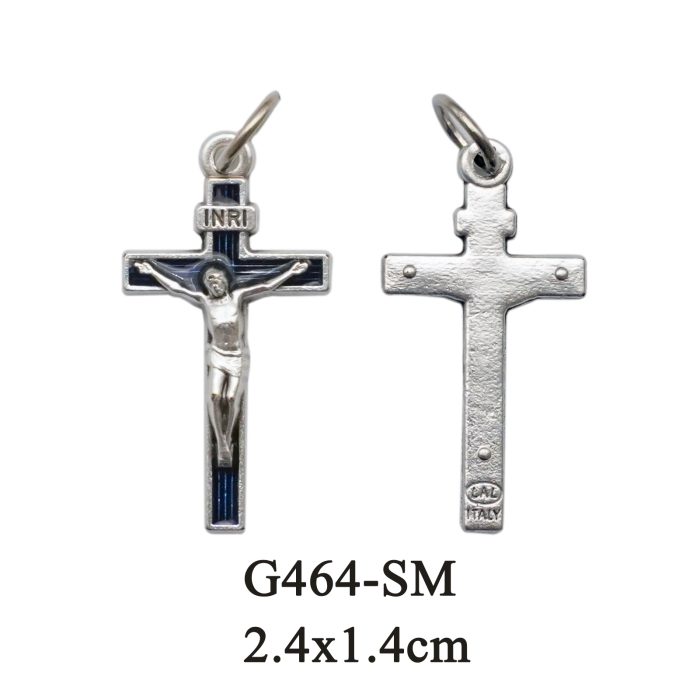 DIY十字架-带条纹+锌合金-蓝色-2.4x1.4cm Catholic religious art