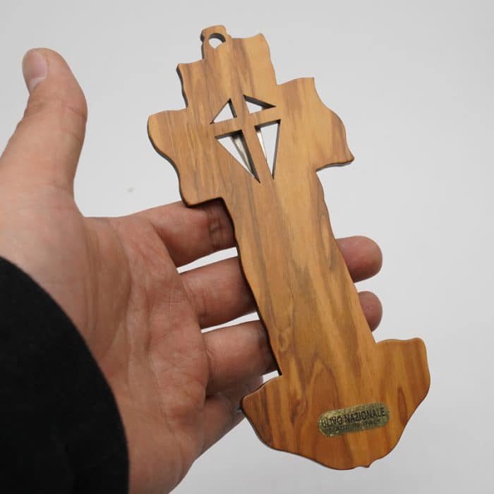 圣水池 橄榄木苦路 金属 十字架 16x7 cm Catholic religious art