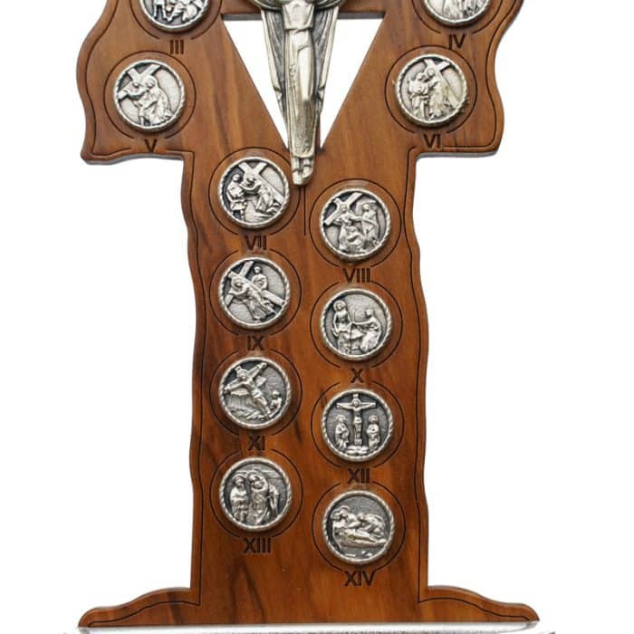 圣水池 橄榄木苦路 金属 十字架 16x7 cm Catholic religious art