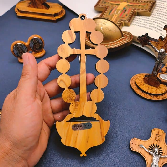 圣水池 橄榄木苦路 金属 椭圆 17.5x7cm Catholic religious art