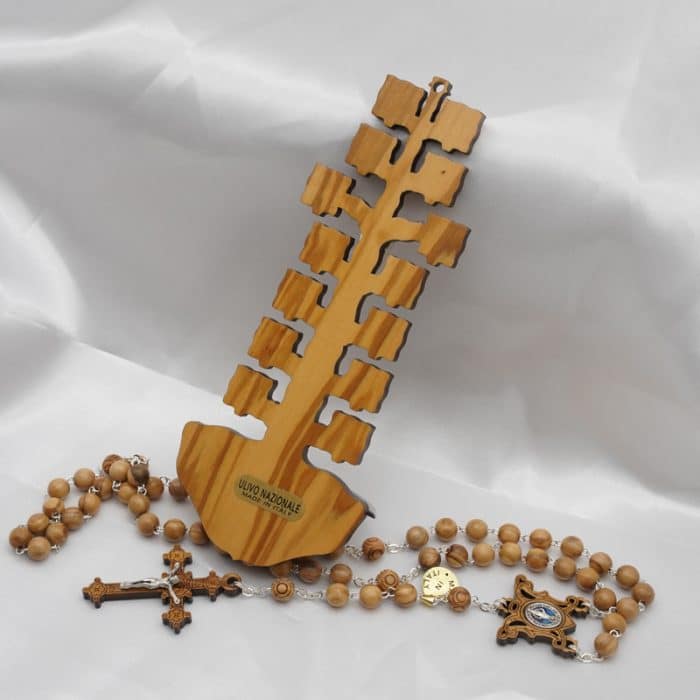 圣水池 橄榄木苦路 金属 树形 16.5x7 cm Catholic religious art