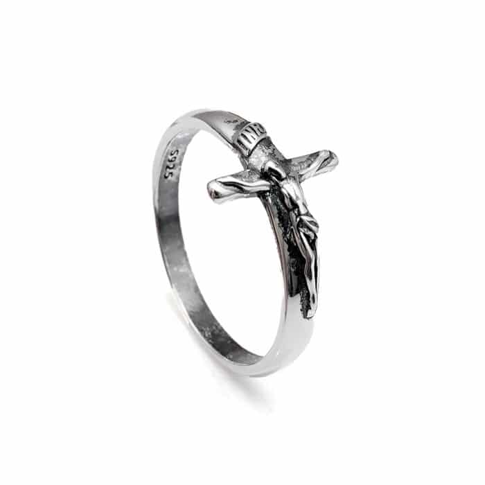 戒指-带十字架苦像-925银-做旧 Catholic religious art