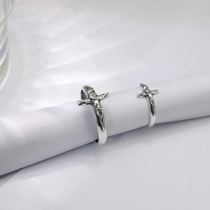 戒指-带十字架苦像-925银-做旧 Catholic religious art