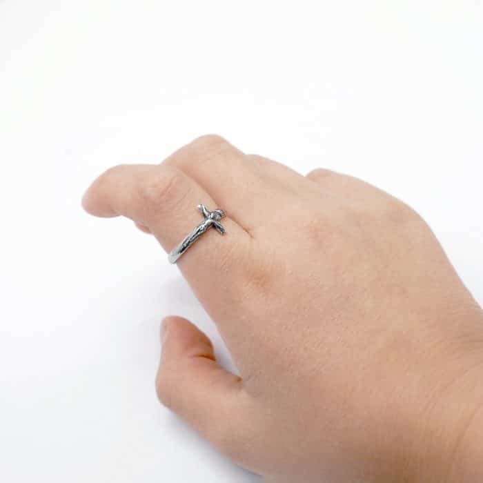 戒指-带十字架苦像-925银-做旧 Catholic religious art