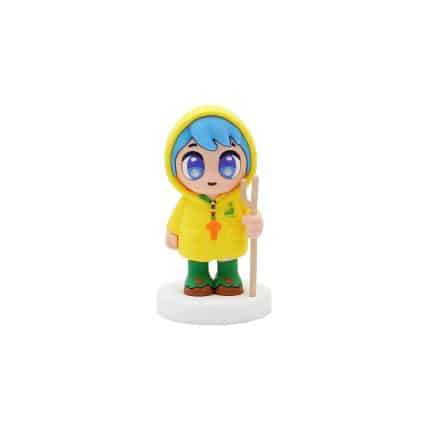 摆台-2025禧年-硅胶圆底白色-黄衣蓝发吉祥物-10cm