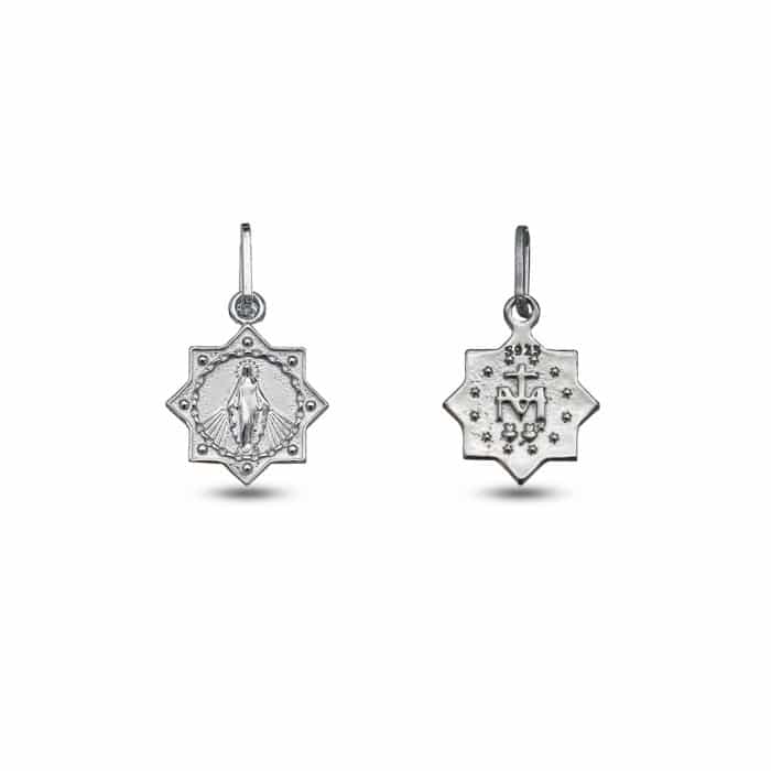 DIY小吊牌-圣母显灵-925银-10mm Catholic religious art