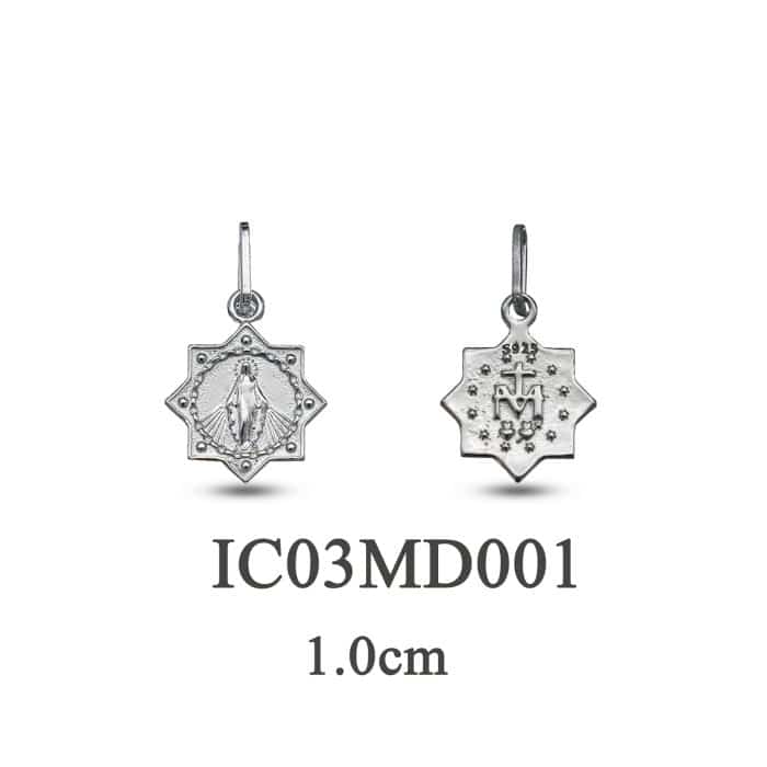 DIY小吊牌-圣母显灵-925银-10mm Catholic religious art