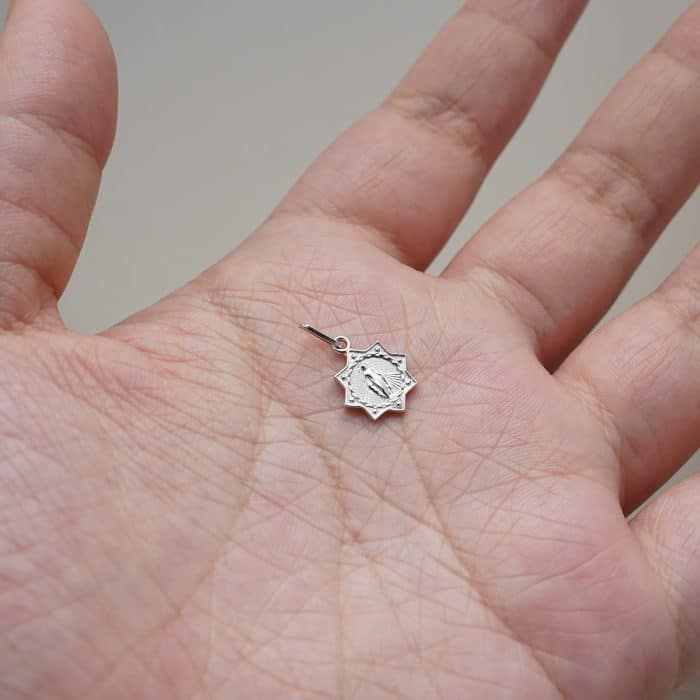 DIY小吊牌-圣母显灵-925银-10mm Catholic religious art