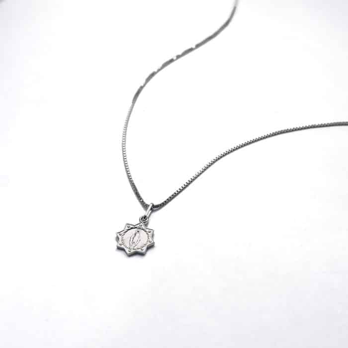 圣母显灵吊坠1.0cm925银盒子链0.8MM 白金色 Catholic religious art